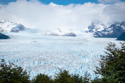 Glacier in Iceland, Pure Blue Melting Ice at Winter Season, Nature Landscape. Vatnajokull National Park and the Largest Glacier in Europe. Global Warming and Climate Change Concept. High quality photo