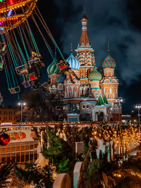istock St. Basil's Cathedral in the evening view from Red Square. In the foreground is a carousel fair 2005120006