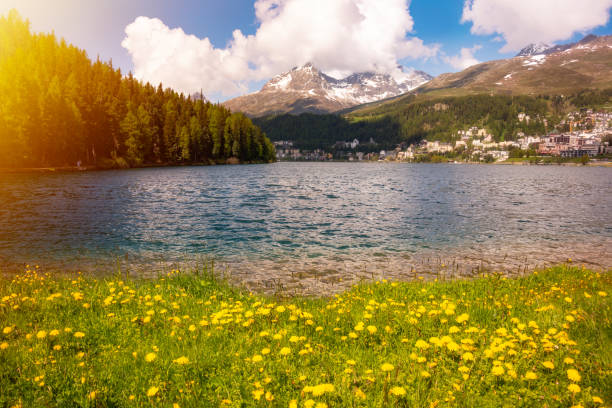 Saint Moritz lake, Switzerland in summer