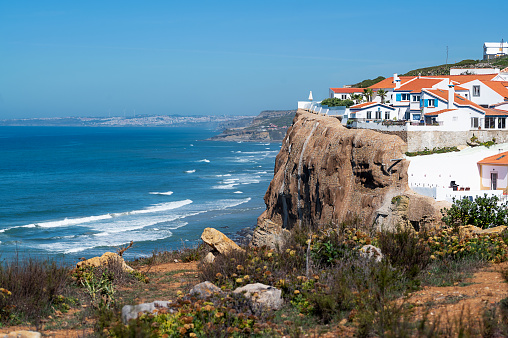 Spectacular view of Azenhas do Mar, a seaside village on the Portuguese coast northwest of Lisbon, Portugal