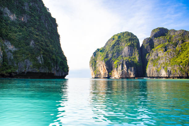 Beautiful landscape of the Maya Bay in the Phi Phi Islands, Thailand stock photo