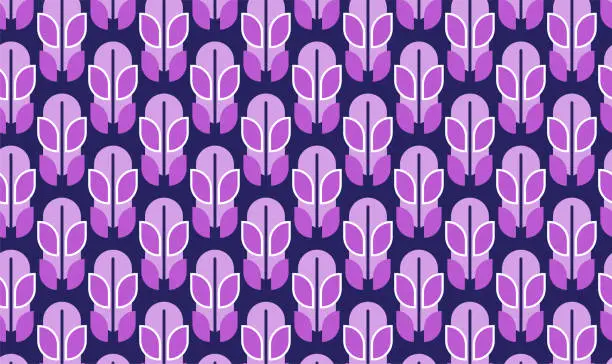 Vector illustration of Purple floral seamless pattern background