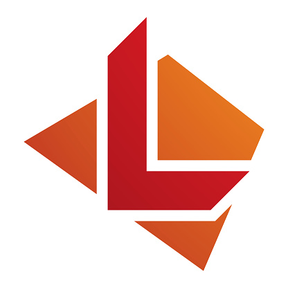 Orange and Red Trapezium Shaped Letter L Icon on a White Background