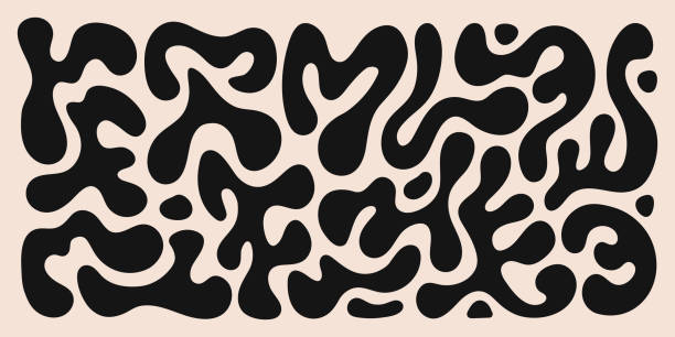 Abstract set liquid organic shapes Abstract set liquid organic shapes. Black wavy bubbles and drops in trendy y2k style. Vector illustration organic stock illustrations