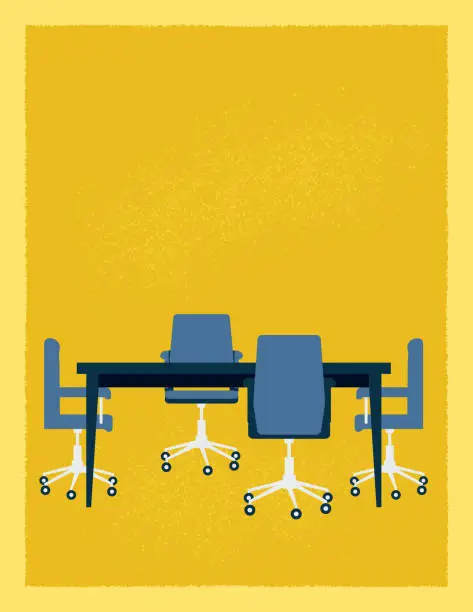 Vector illustration of Business Meeting Table And Chairs