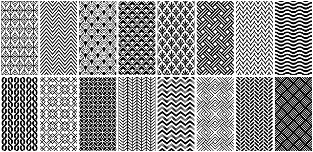 Seamless geometric patterns Set of seamless geometric patterns. Vector backgrounds. seamless-pattern stock illustrations