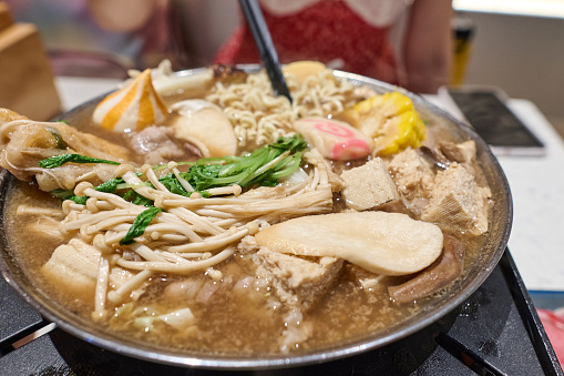 Chinese hot pot and exclusive wok. One-person hot pot is typical in hot pot shops