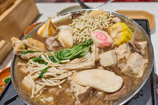 Chinese hot pot and exclusive wok. One-person hot pot is typical in hot pot shops