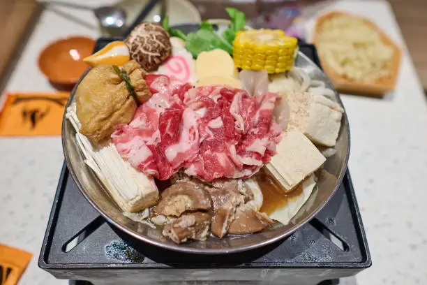 Chinese hot pot and exclusive wok. One-person hot pot is typical in hot pot shops