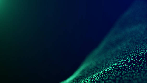 istock Abstract glowing turquoise magic energy fractal wave from particles and dots bright shiny on a dark blue background. Abstract screensaver, business presentations. 2005344330