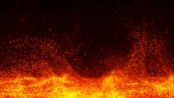 istock Seamless Loops Burning red hot fire particles. Glowing sparks on a black background. Coals of flame, lava ejecting energy. 2005344886