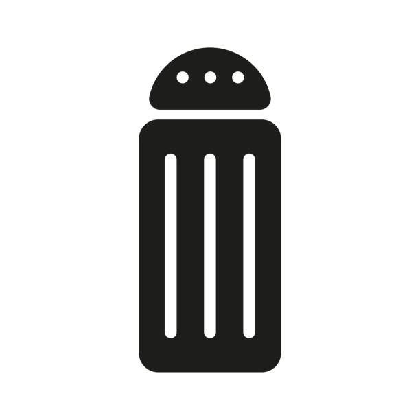 ilustraciones, imágenes clip art, dibujos animados e iconos de stock de icono de salero en azul eléctrico, que simboliza la marca de accesorios de moda - condiment food silhouette salt shaker