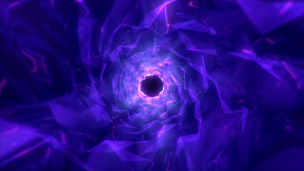 istock Shiny glowing purple colored tunnel Background. Flying through abstract circular tunnel. Vortex tunnel. Futuristic wormhole. Abstract background with connecting dots and lines. 2005350321