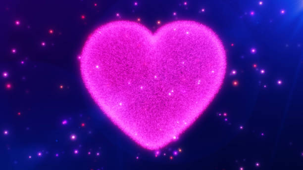 istock Shiny glitter pink purple beating heart. Glowing particles on dark blue background. Abstract love, Valentine day, greeting card 2005350364