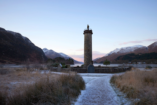 Glenfinnan monument and Loch Shiel before sunrise