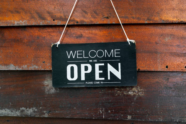 istock welcome open wooden sign background 2005374956