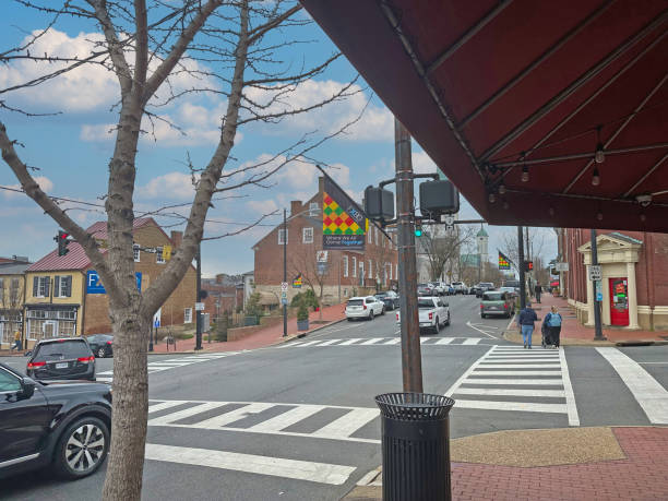 Fredericksburg, VA, USA February 10, 2024 Downtown charming Fredericksburg, Virginia, site of Civil War Battlefield and History