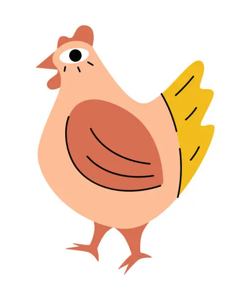 Vector illustration of Decorative cute chicken. Isolated vector illustration for your design.