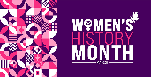 March is Women’s History Month geometric shape pattern  background.