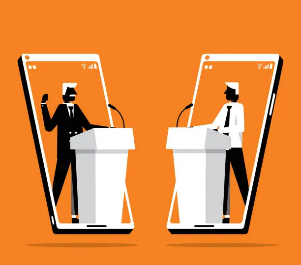 Vector illustration of On-line Voting - Businessmen