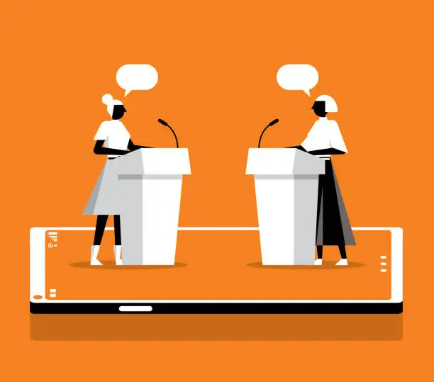 Vector illustration of Businesswomen - On-line Voting
