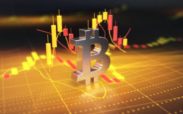 istock Bitcoin Symbol in Metallic Business and Financial and Technical Data Chart 2005457092