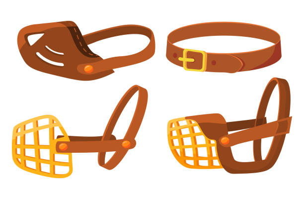 illustrazioni stock, clip art, cartoni animati e icone di tendenza di dog muzzle icon.accessory for puppies. goods for pet shop. - remote dog control animal