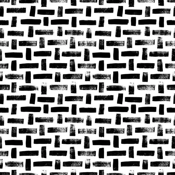 Vector illustration of Hand drawn brick or textile seamless texture. Seamless pattern with weave motif.