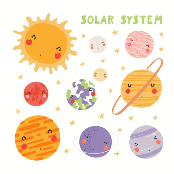 Vector illustration of Cute solar system