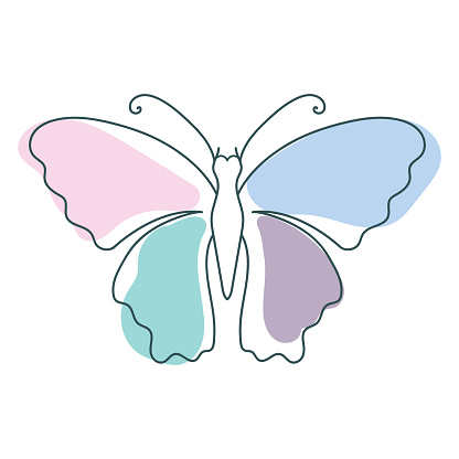 Beauty Flying Butterfly with Simple Minimalist Line Art Style Illustration Design Vector