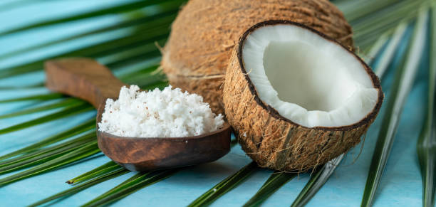 istock Closeup image of half cut coconut 2005479407