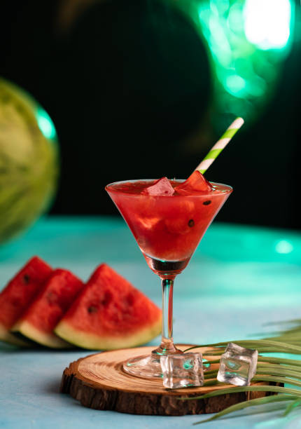 istock Watermelon juice in a glass with ice cubes 2005485468