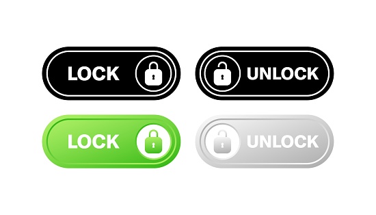 Lock and unlock sliders. Silhouette and flat style. Vector icons