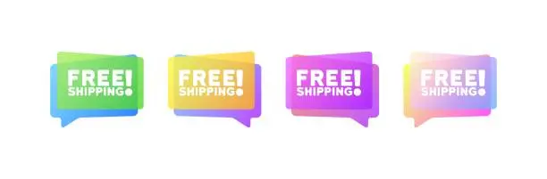 Vector illustration of Free shipping bubbles. Free shopping. Flat style. Vector icons