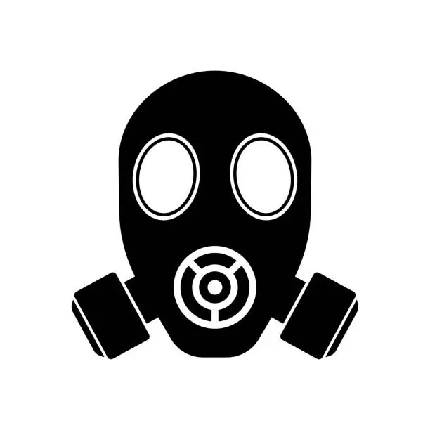 Vector illustration of Gas mask icon. Silhouette style