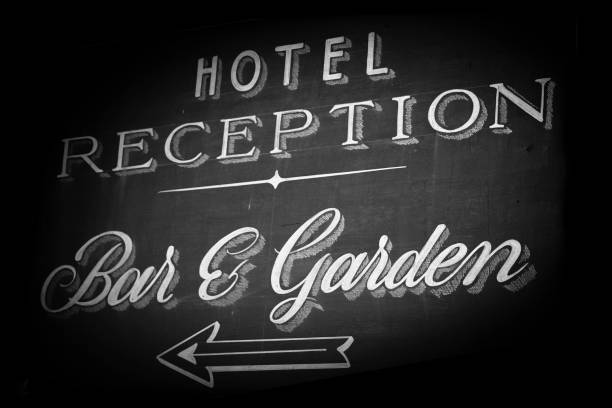 B&W Photo Arrow Pointing to Bar Entrance Door
