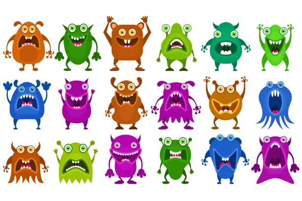 Vector illustration of Cute Monsters vector set