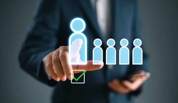 istock Businessman or HR search select man icon group. Hr, HRM, Human resources management concept. Business client job recruit. CRM, Customer Relation Management strategy, focus target audience marketing 2005560681