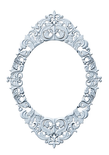 3d illustration. Classic old frame set in the Baroque style. Round classical carved frames