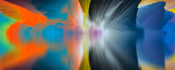 istock Magical world. Abstract Landscape, surreal lake and reflections. art, creativity and imagination. 3d illustration 2005585364