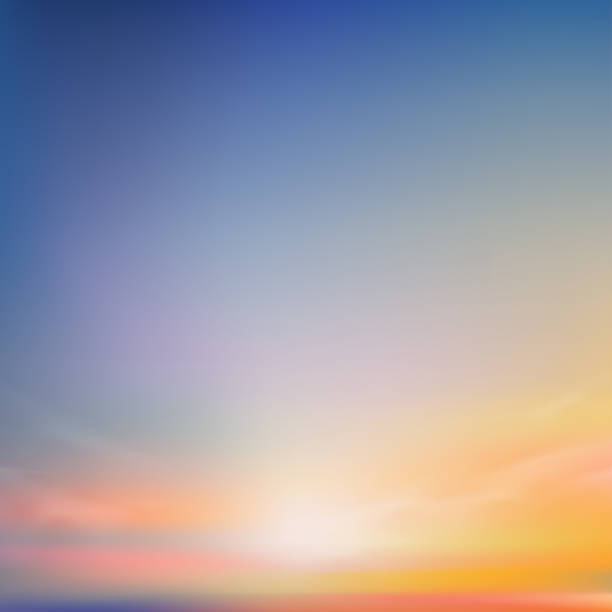 istock Sunset Sky in Summer Evening for Background,Beautiful Nature Landscape Spring Sunrise in Morning with Blue,Orange,Yellow,Pink,Vector Holiday Banner Horizon Sunlight,Clouds by sea beach 2005600138