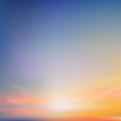 Sunset Sky in Summer Evening for Background,Beautiful Nature Landscape Spring Sunrise in Morning with Blue,Orange,Yellow,Pink,Vector Holiday Banner Horizon Sunlight,Clouds by sea beach