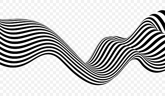 Abstract wave background, black and white wavy stripes or lines design.