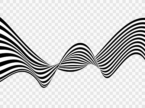 Abstract wave background, black and white wavy stripes or lines design.