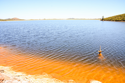 copper red polluted lake mine in Gossan Cobre Huelva Spain