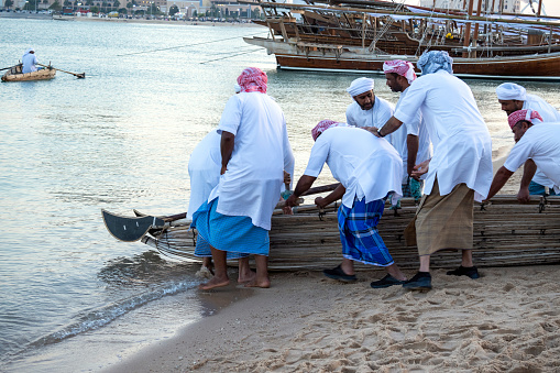Doha, Qatar - December 14, 2023: Fishing and Fishing Industry from Katara Traditional dhow Festival 2023 Doha