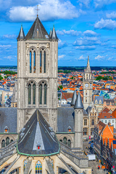 istock Saint Nicholas Church Sint-Niklaaskerk tower and Old Post Office building clock tower background in Ghent city historical centre Gent old town, East Flanders province, Flemish region, Belgium 2005642449