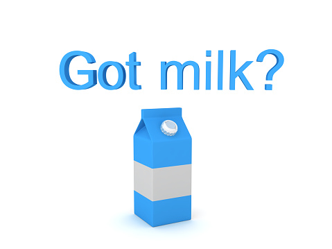 3D Rendering of got milk concept. 3D Rendering isolated on white.