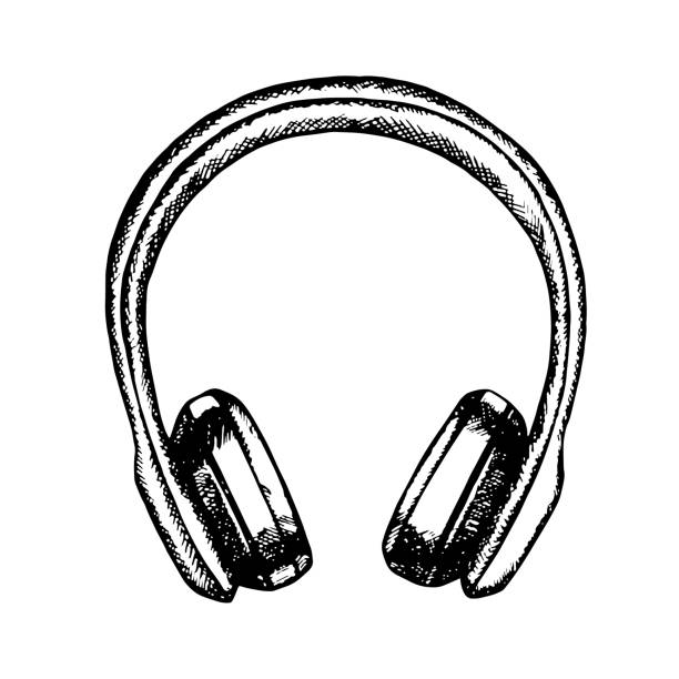 Headphones, graphic vector black and white illustration. Isolate it. For posters, flyers and invitation cards. For banners and postcards. For logos, badges, stickers and prints. Headphones, graphic vector black and white illustration. Isolate it. For posters, flyers and invitation cards. For banners and postcards. For logos, badges, stickers and prints black and white headphones stock illustrations