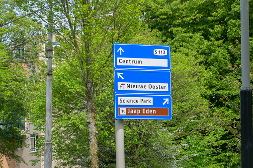Direction Sign At The Middenweg Street At Amsterdam The Netherlands 17-5-2023